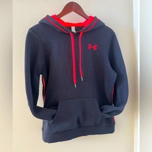 Under Armour semi-fitted black and neon pink pull over hooded jacket